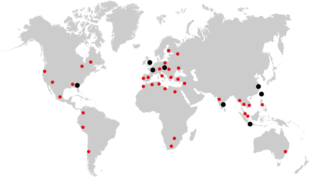 Distributors and manufacturing plants map